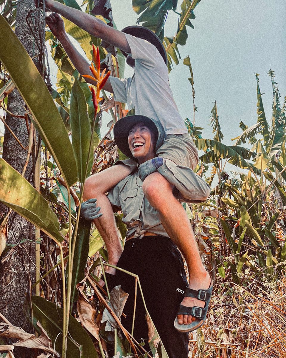 Fieldwork in Indonesia. Jenny regenerating a degraded land with another volunteer.