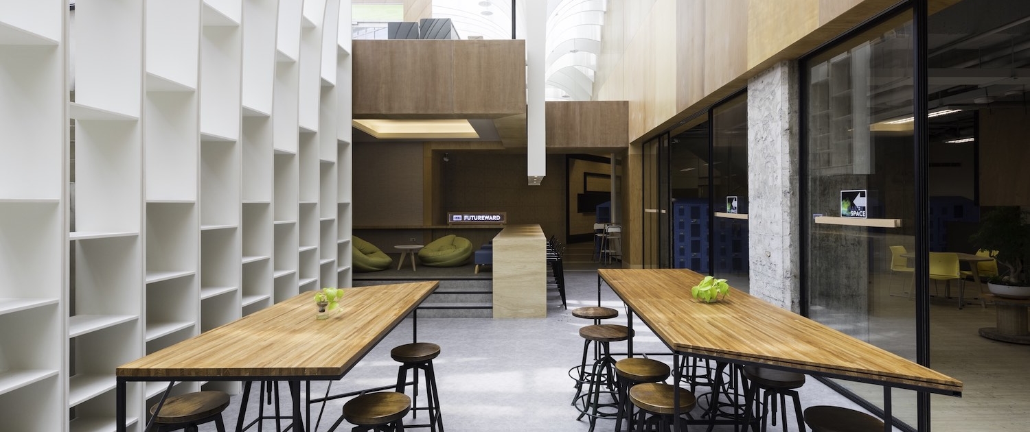 The atrium and social space at FutureWard