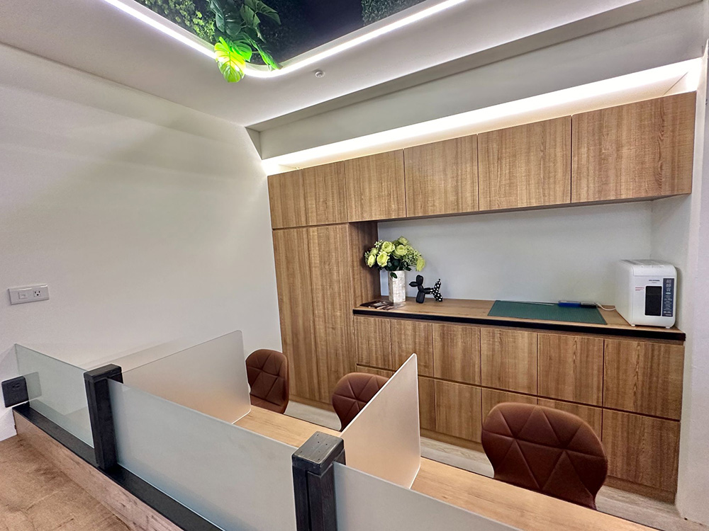 An office interior at Jing Yu Business Center